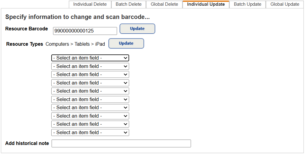 Individual Update sub-tab.
